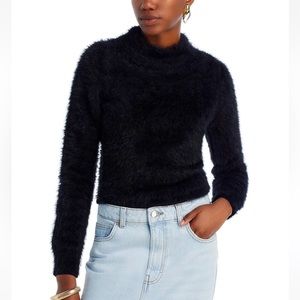 BRAND NEW Aqua Eyelash Mock Neck Sweater Black